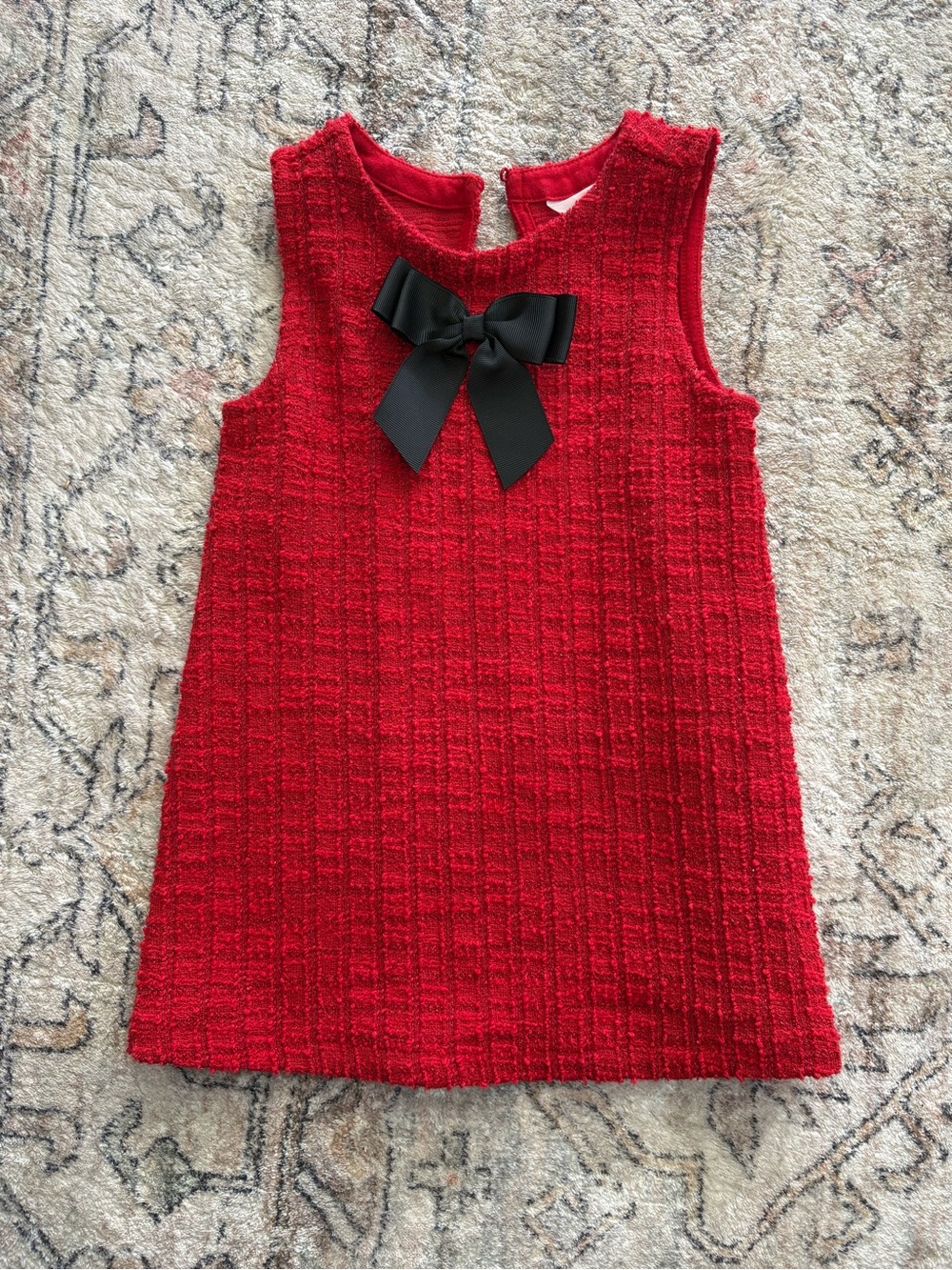 H&M Red Tweed Dress with Black Bow